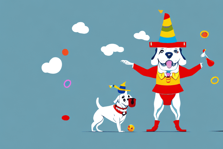 A dog performing a comedic act