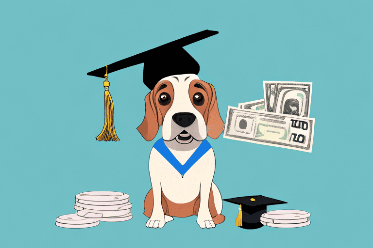 A dog with a graduation cap on its head