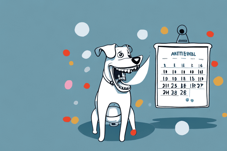 A happy dog with a dental treat in its mouth