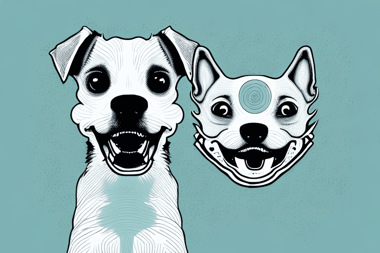 A curious dog barking in response to a pair of large