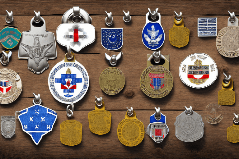 Various military dog tags from different countries