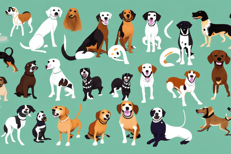 Several different mixed breed dogs
