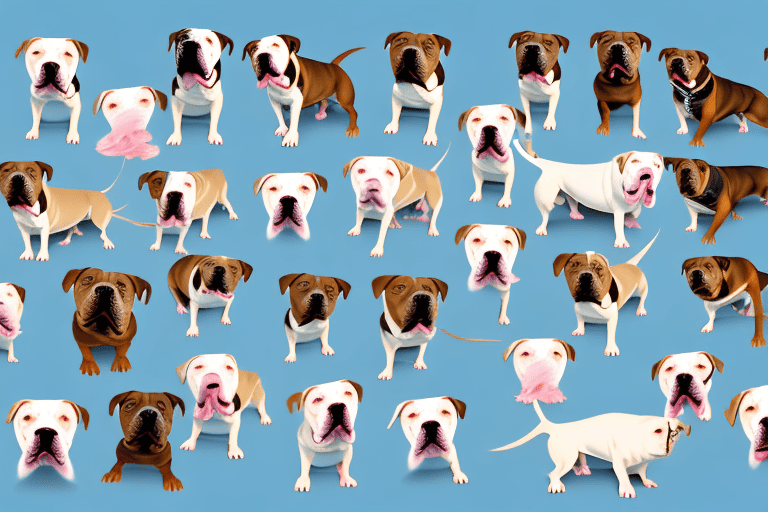 Several different types of pit bull dogs