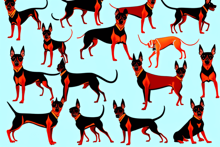 Several different types of pinscher dogs