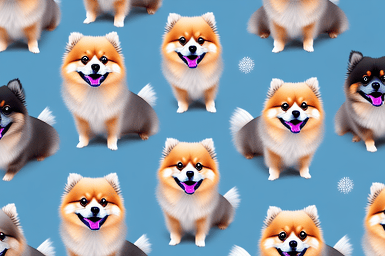 Several different types of pomeranian dogs showcasing their unique features and variations in colors and sizes