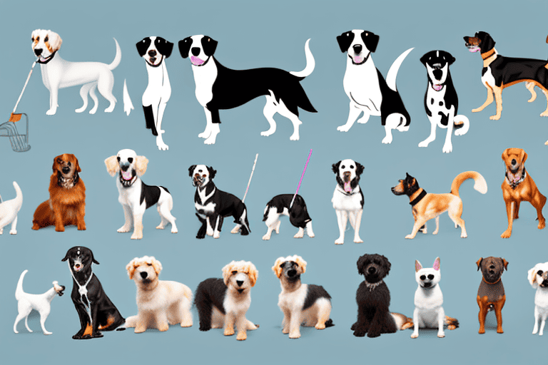 Several different breeds of dogs
