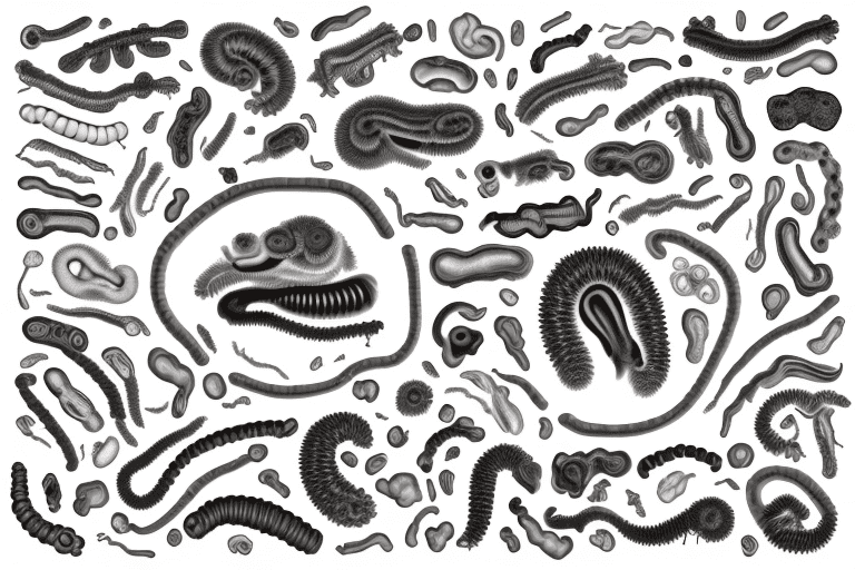 Several different types of worms commonly found in dogs