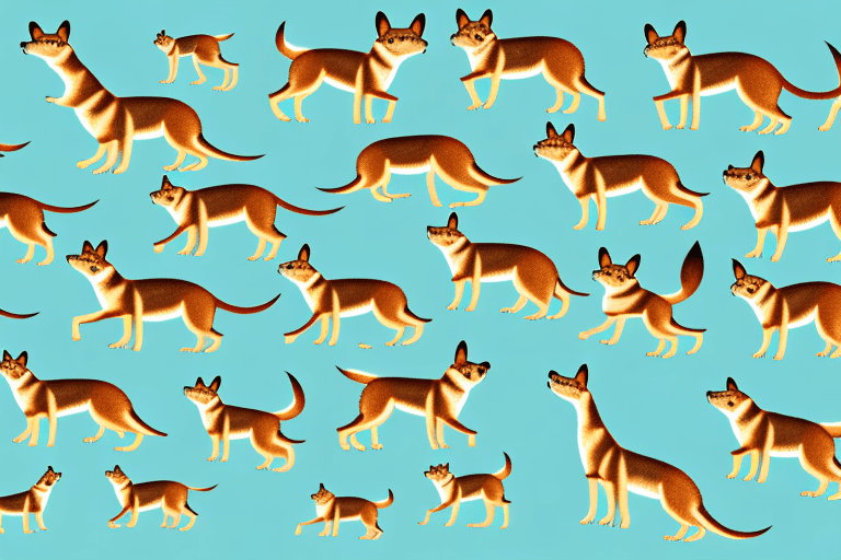 Several distinct types of dingo dogs in various natural australian landscapes to showcase their diversity