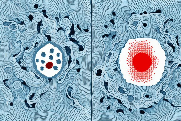 A dog and a human silhouette side by side with symbolic representations of blood cells flowing from each