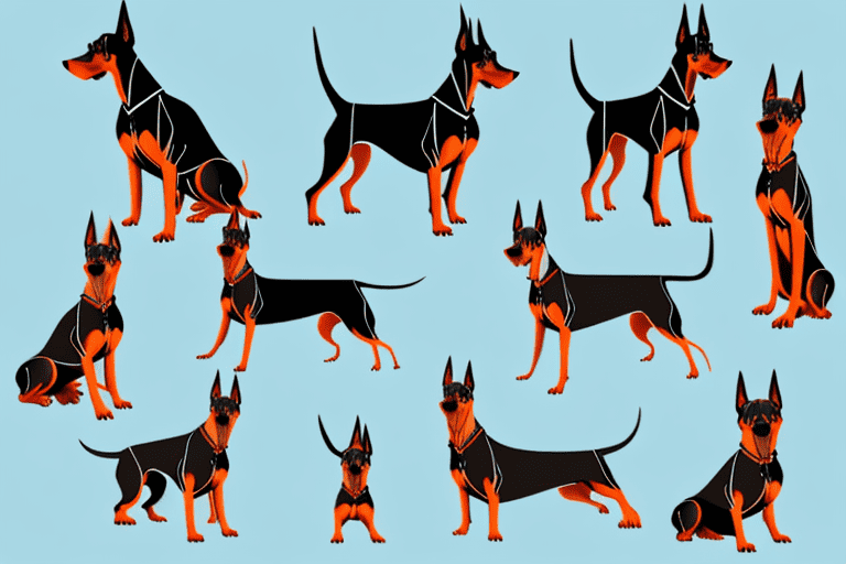 Four distinct types of doberman dogs