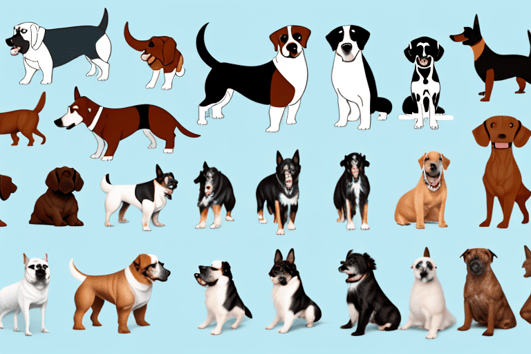 Various dog breeds showcasing their distinctive body types