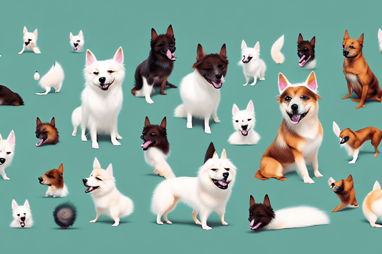 Several diverse spitz-type dog breeds