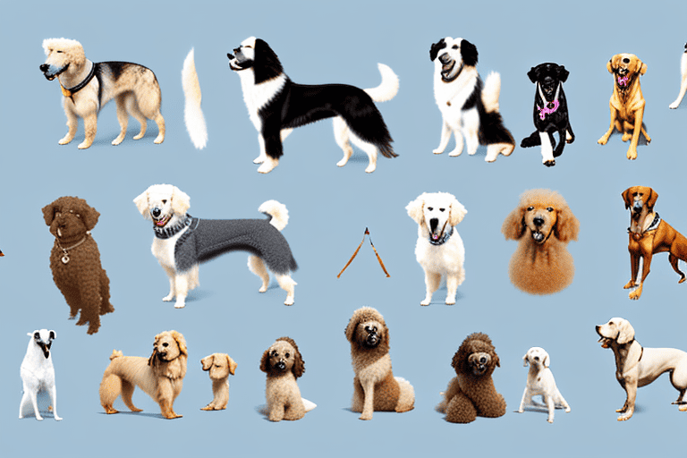 Various breeds of dogs engaged in different activities that reflect different mbti personality traits
